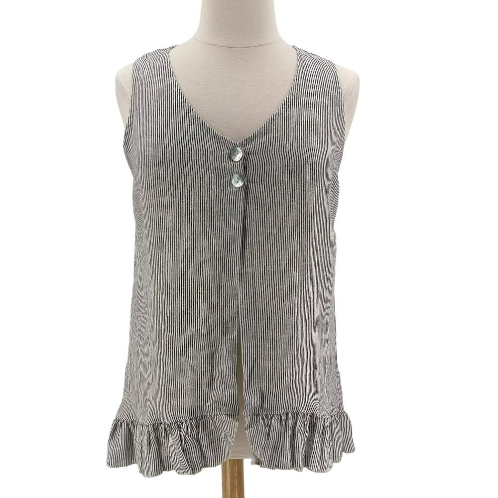 Goddess Gear Organic Linen Striped Sleeveless Top Womens XL